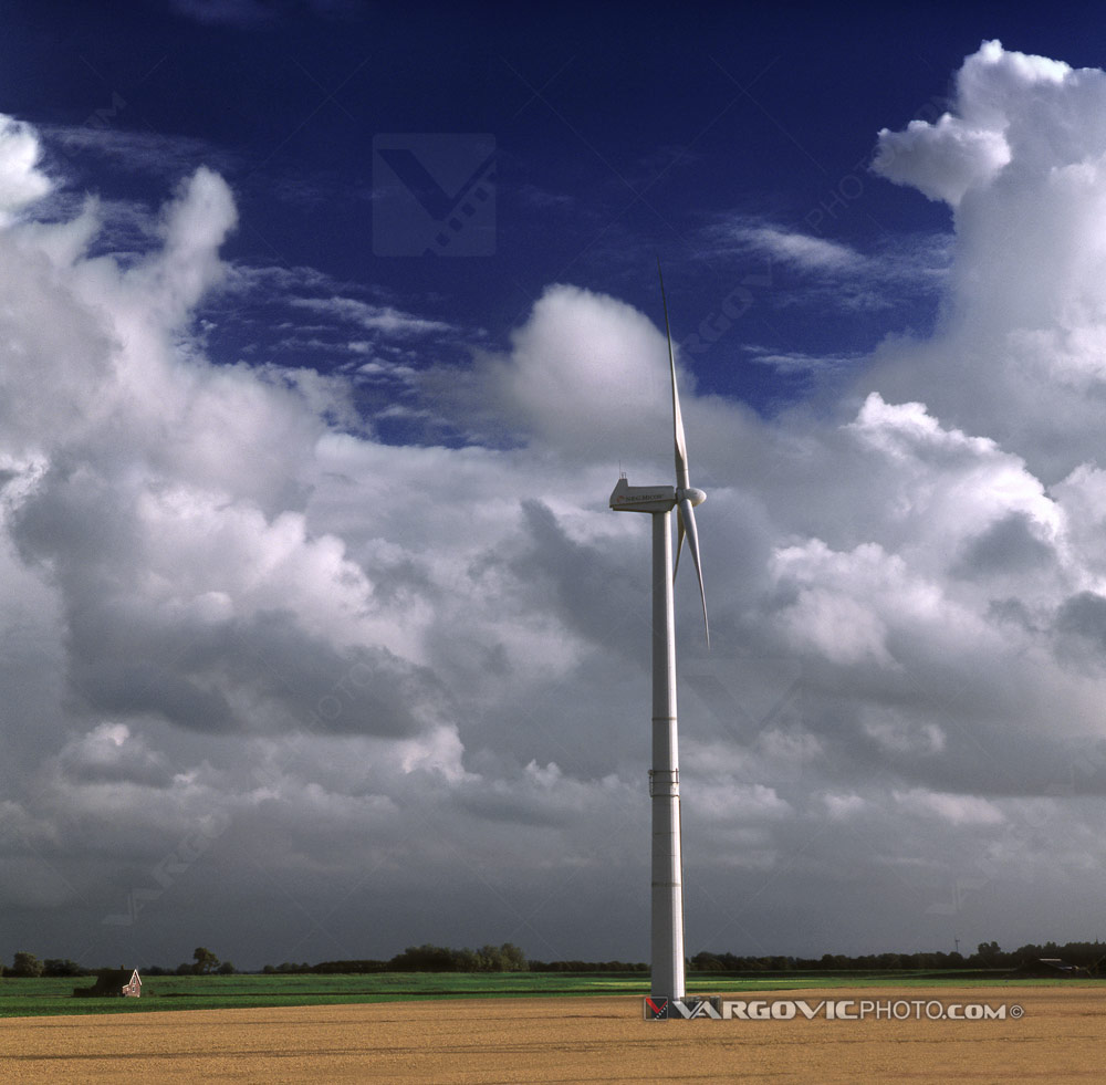 New age windmill in the middle of the field, rural Holland by art photographer Boris Vargovic