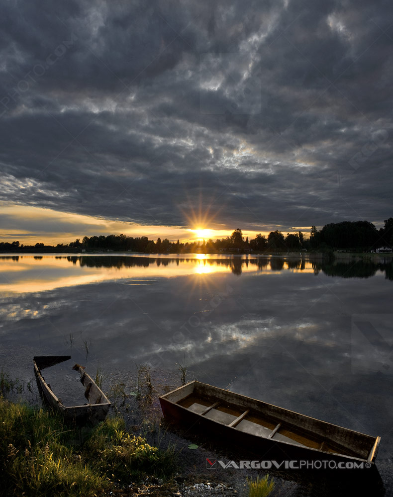 Spring sunset on Soderica lake in the middle of Podravina district, Croatia by photographer Boris Vargoivc