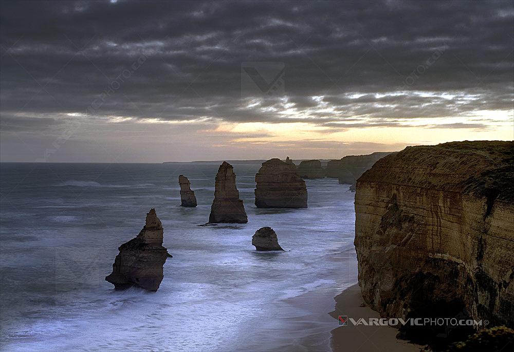 Magnificent sunset above Twelve Apostles Marine NP , Great Ocean Road in Australian state Victoria