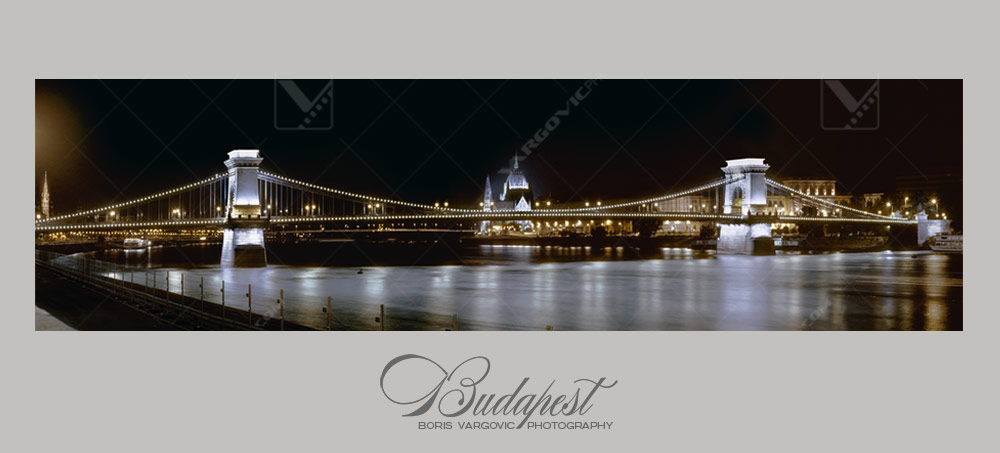 Chain Bridge on Danube river in Budapest city by Boris Vargovic